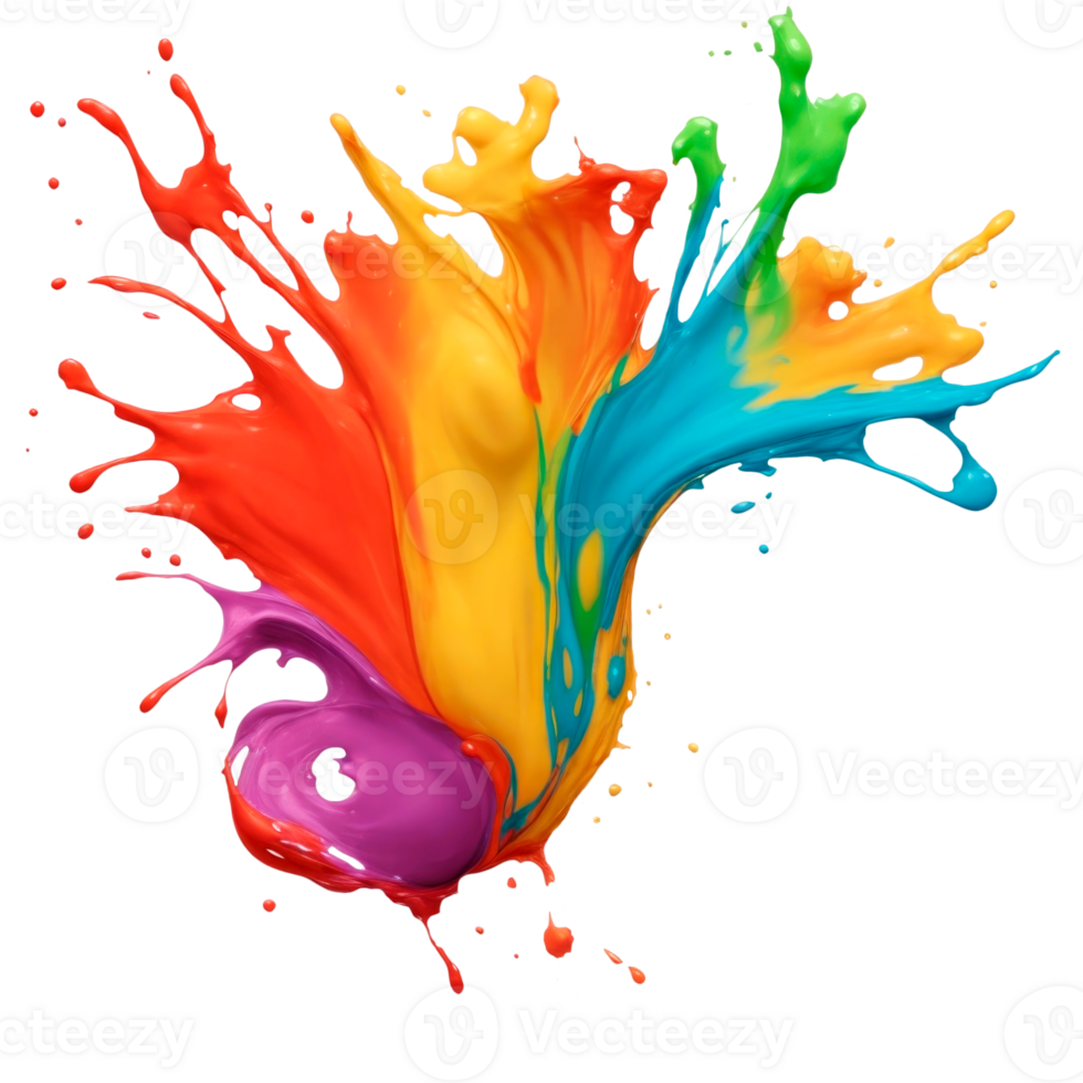 Flying Colorful paint splash isolated on transparent background. AI Generative png