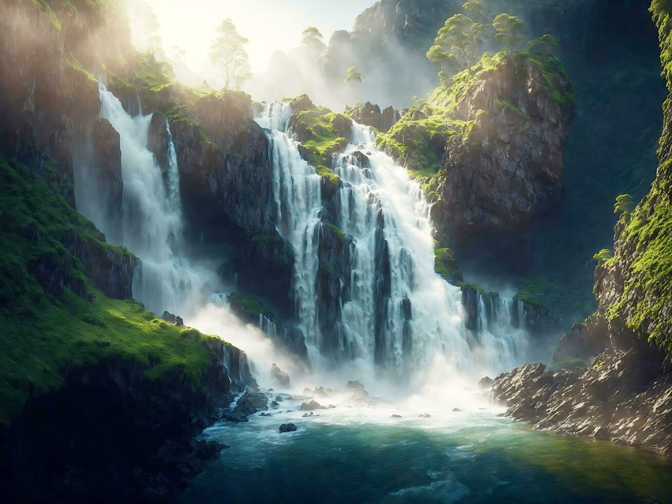 Landscape waterfall background photo