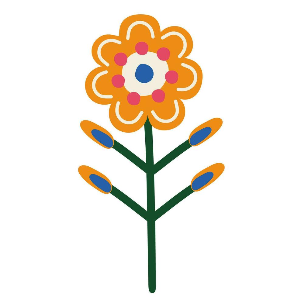 Decorative flower in ethno style. Simple decorative element. Chamomile in scandinavian style vector