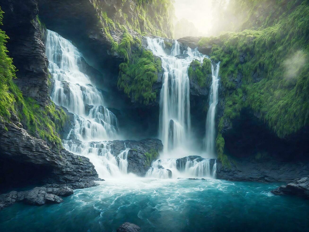 Landscape waterfall background photo