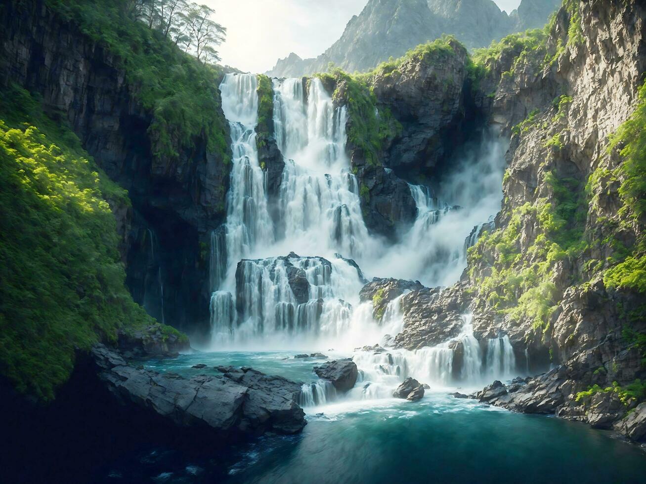 Landscape waterfall background photo