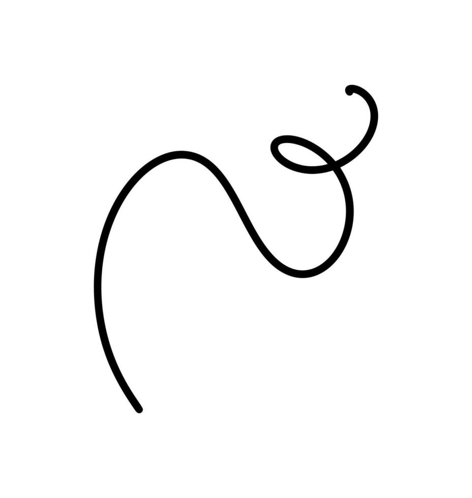 Black hand drawn curved swirled line. Scribble curly brush strokes vector. black pen doodle. Hand drawn calligraphy swirl, thin squiggle. style sketches vector