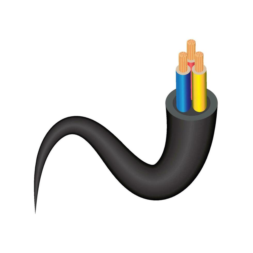 Closeup of electrical wire vector on a white background.