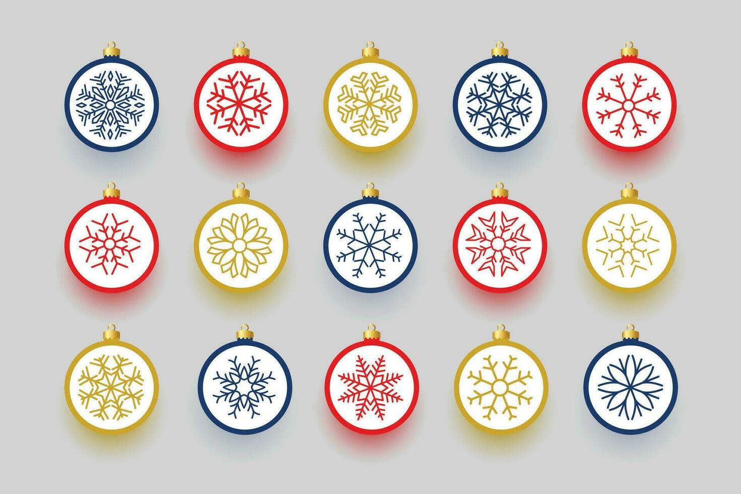 Set red Christmas ball and transparent glass with snow effect isolated. Collection different Christmas ball template. New year toy decoration - stock vector