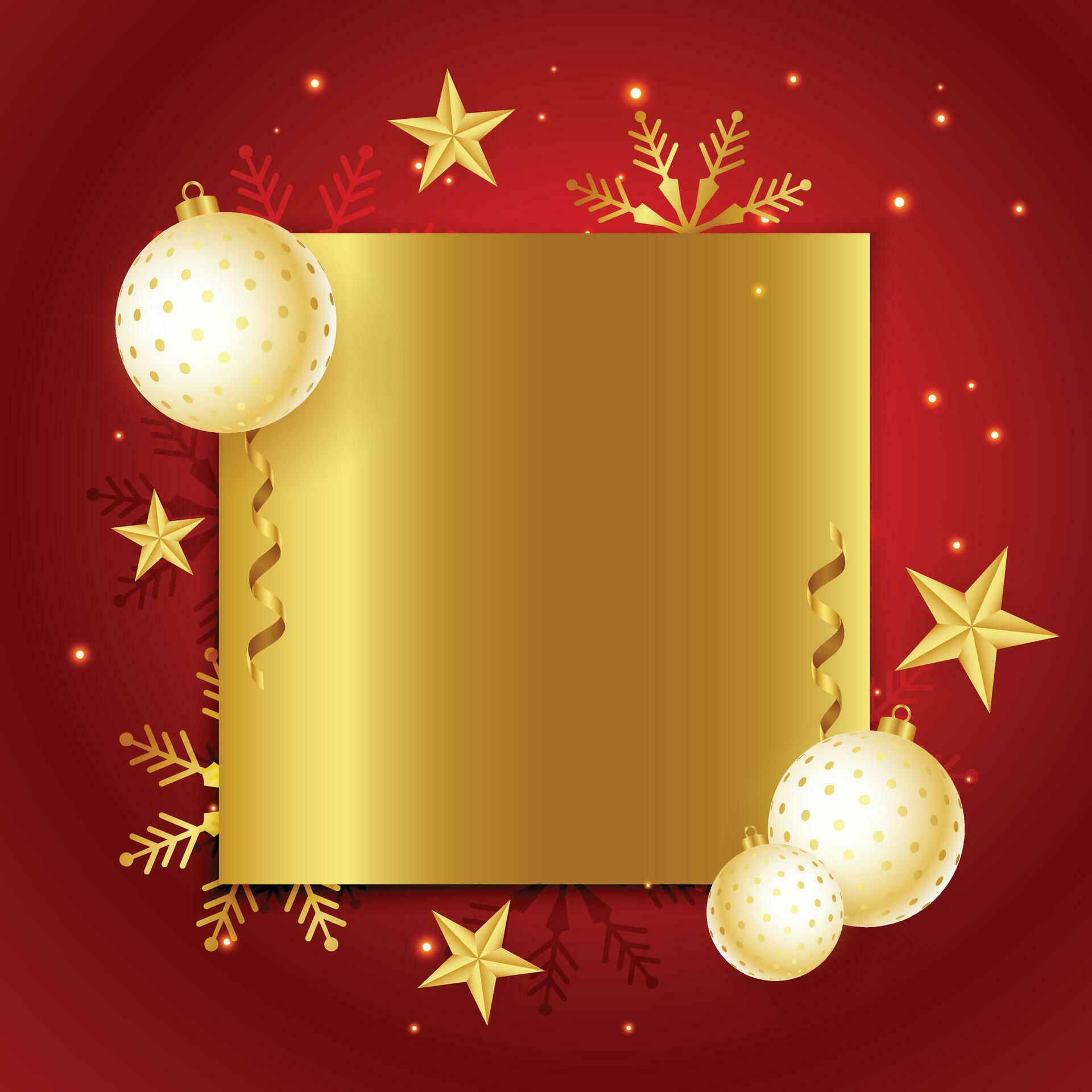 Christmas background with shining red snowflakes and snow. Merry