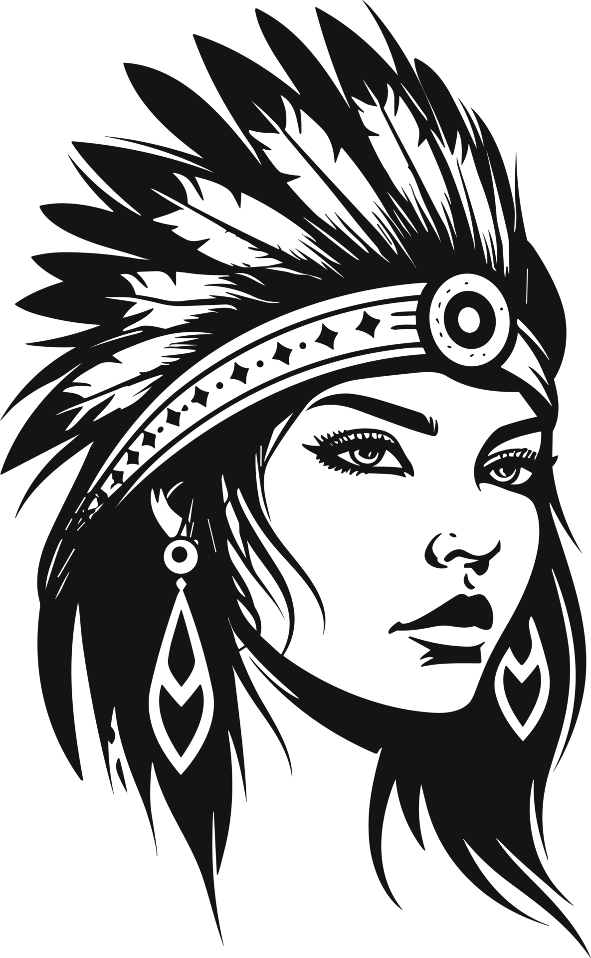 native indian girl in black and white ai generative 27224773 PNG