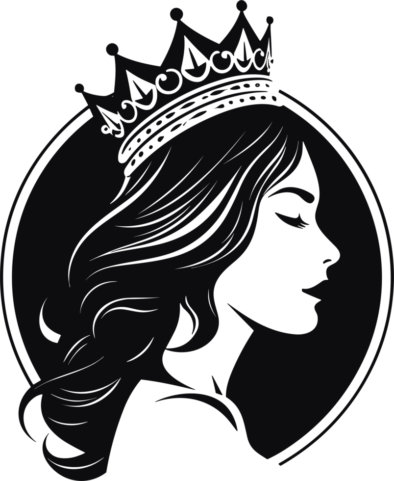 princesses with crown in balck and white  ai generative png