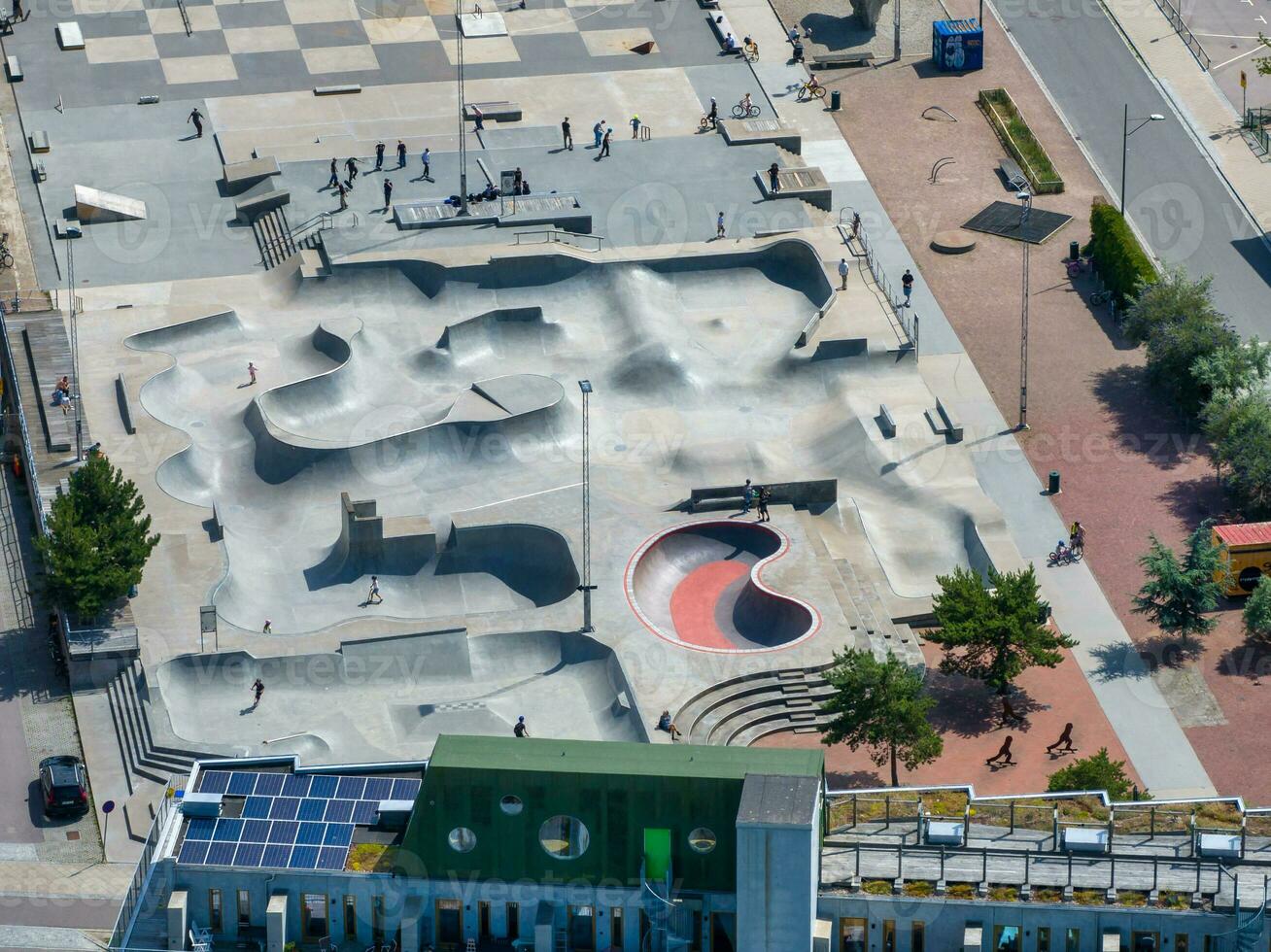 Aerial view of the skate park in Malmo, Western Harbour district. photo