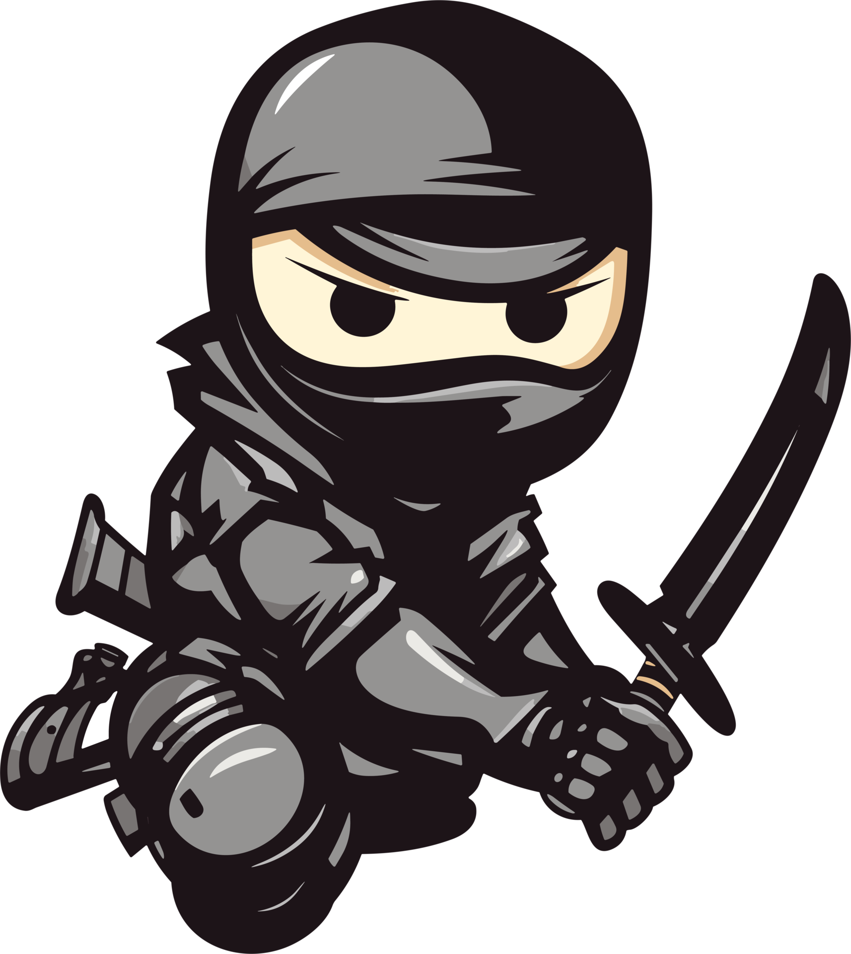 Um desenho em preto e branco de um ninja ajoelhado em ia generativa