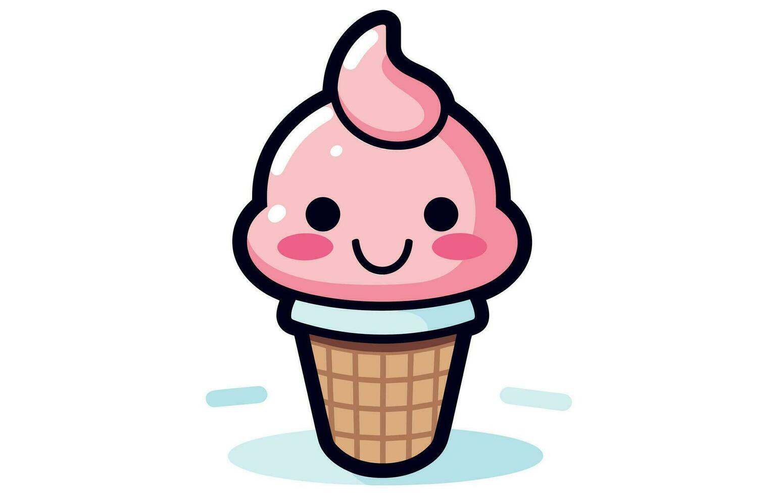 vector character of cute ice cream. smile cartoon character art, Cartoon kawaii ice cream cone