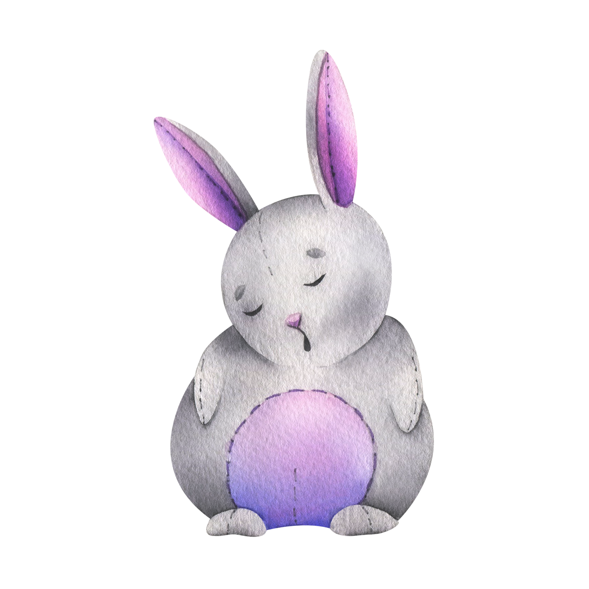 a-stuffed-bunny-sewn-from-fabric-in-gray-pink-and-purple-with-stitches