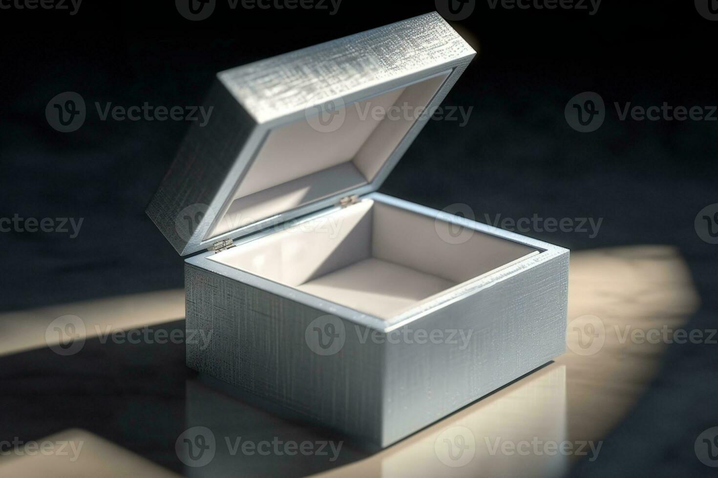 Open empty jewelry box mockup. Template for bijouterie sale advertisement. AI Generative photo