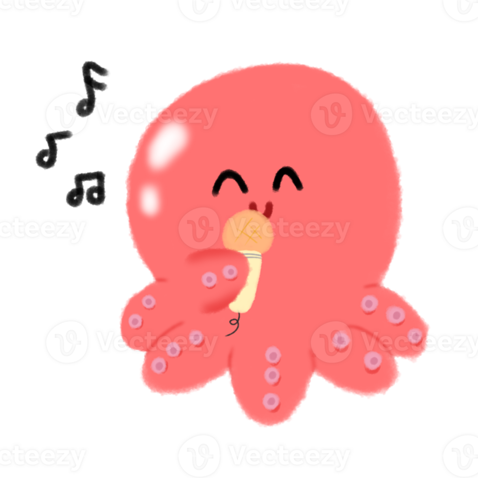 singing squid illustration png