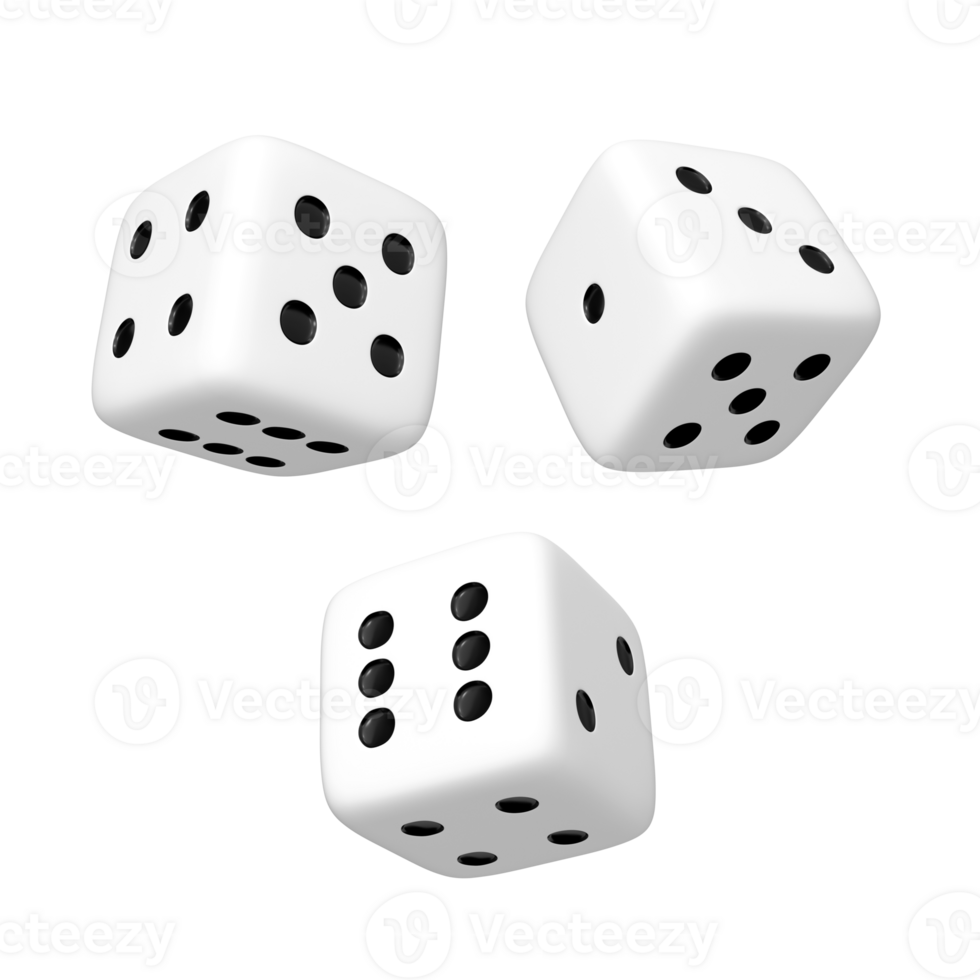 3D Rendering Three White Dices png