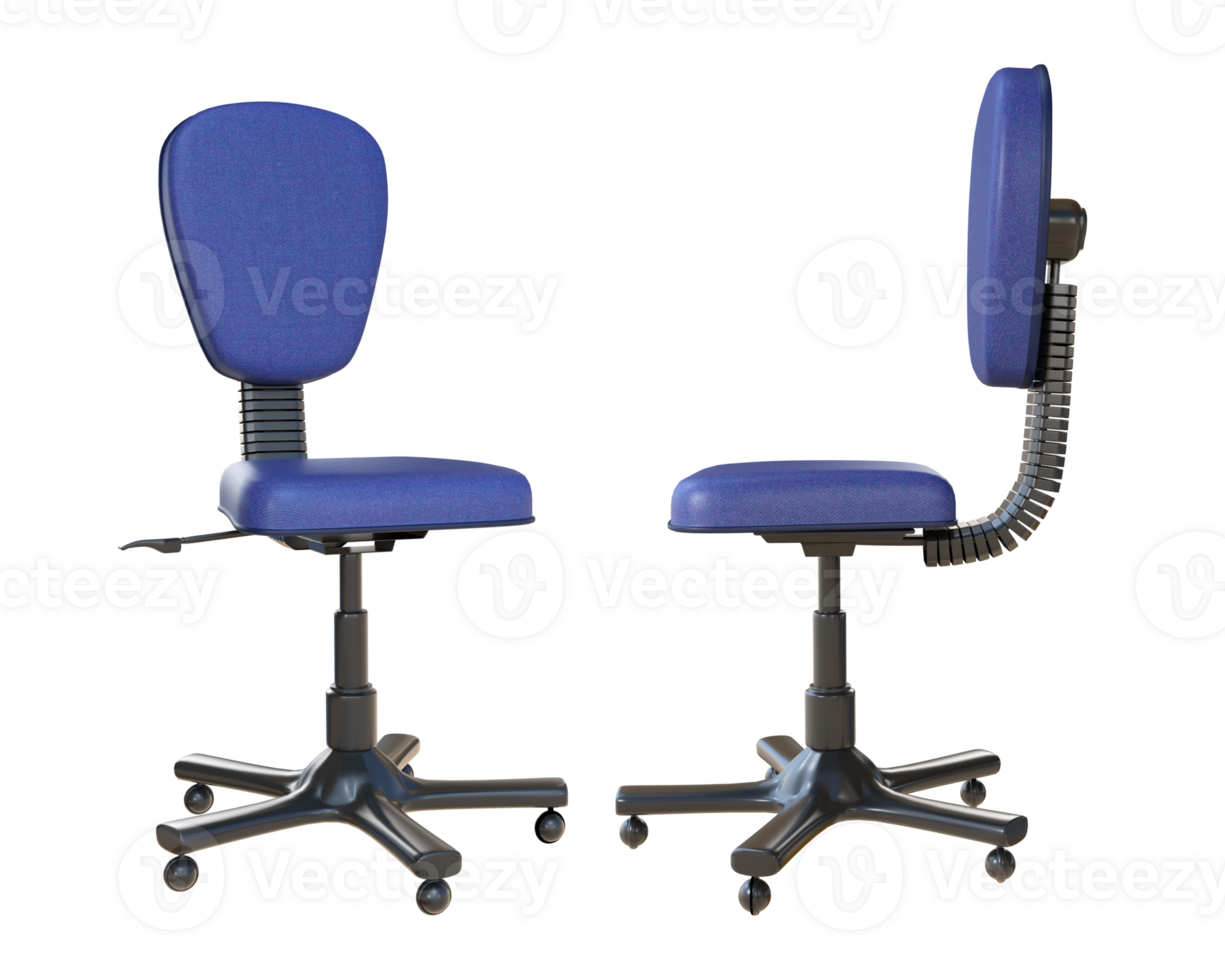 3D Rendering Blue Office Chair Frontside And Side View png