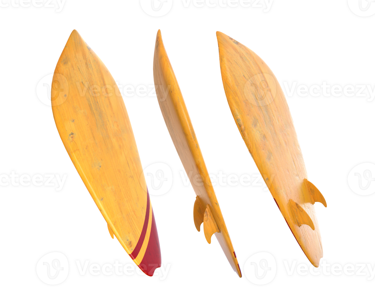 3D Rendering Fish Surfboard Front, Side And Back View png