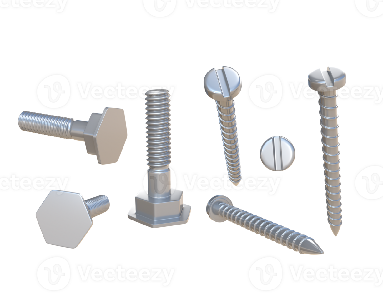 3D Rendering Screws And Bolts png