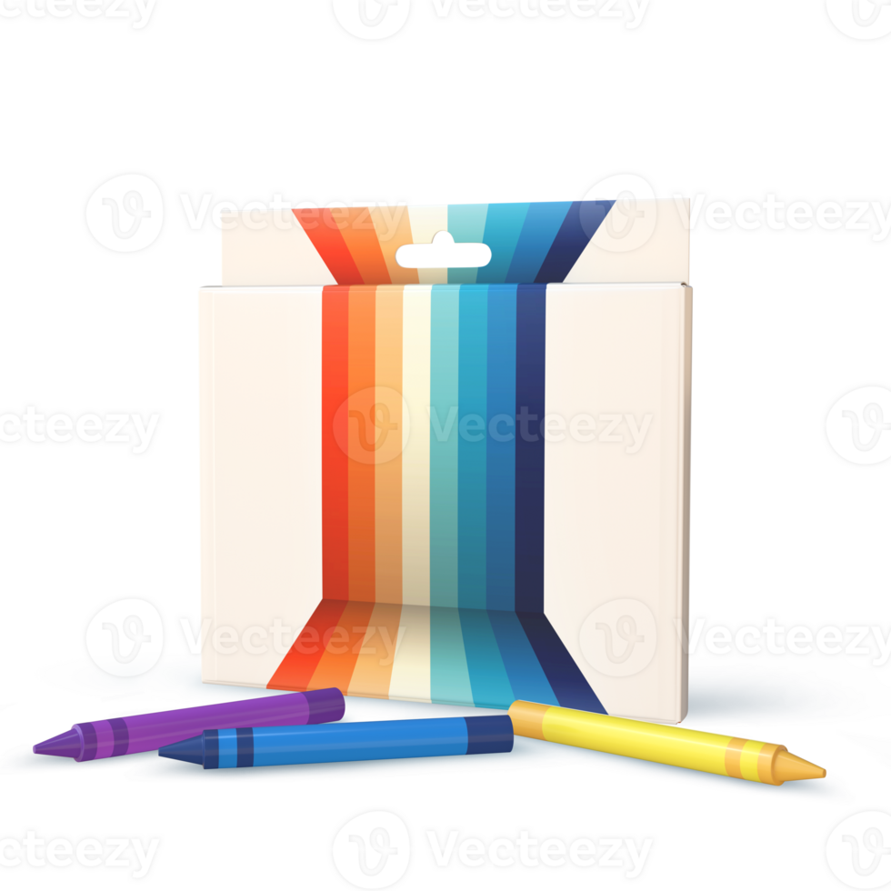 3D Rendering Crayon Colors Box png