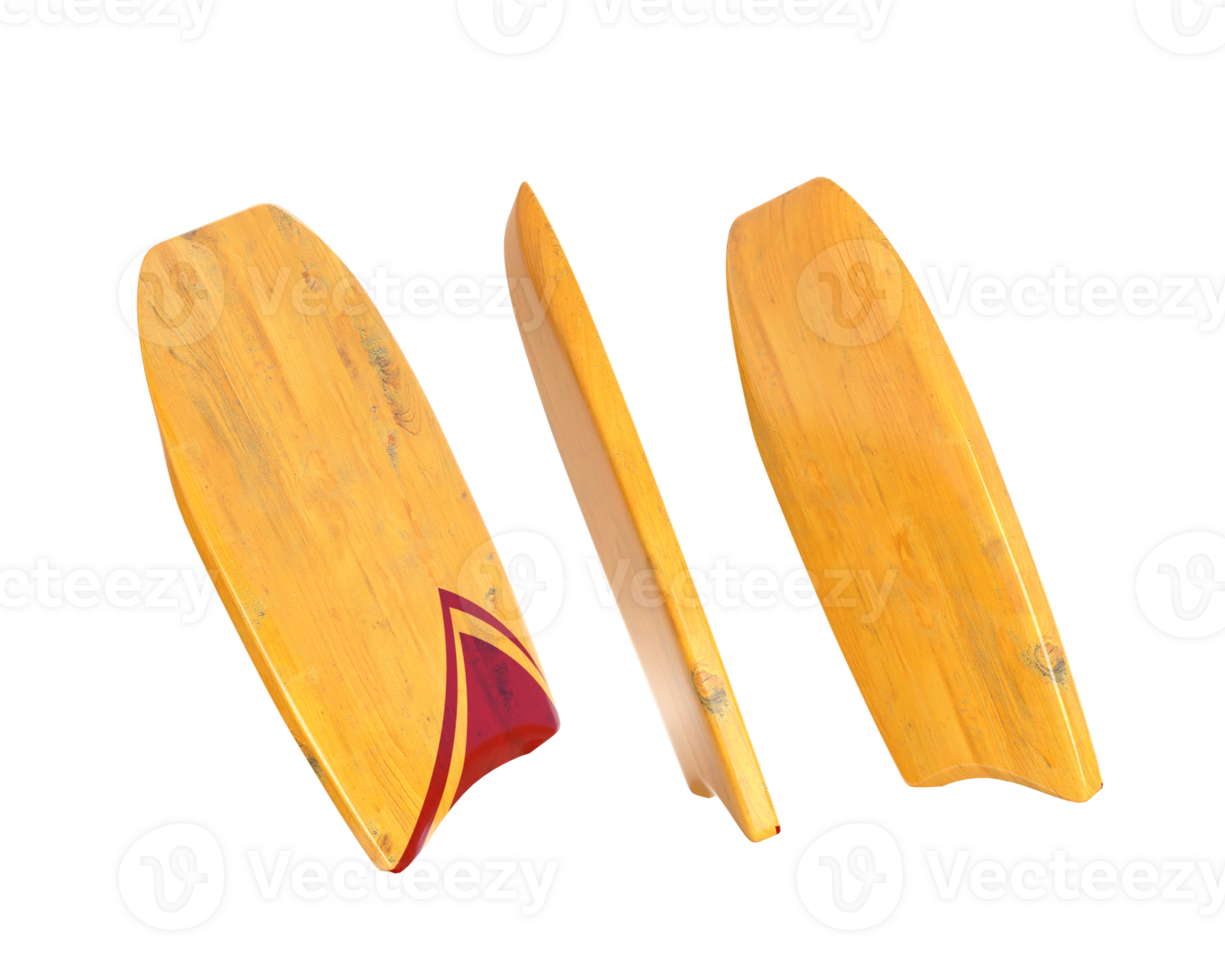 3D Rendering Bodyboard Front, Side And Back View png