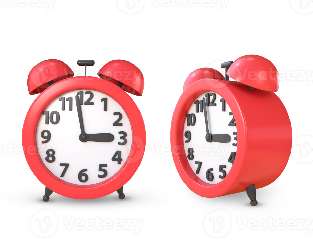 3D Rendering Red Alarm Clock Front And Frontside View 27226190 PNG