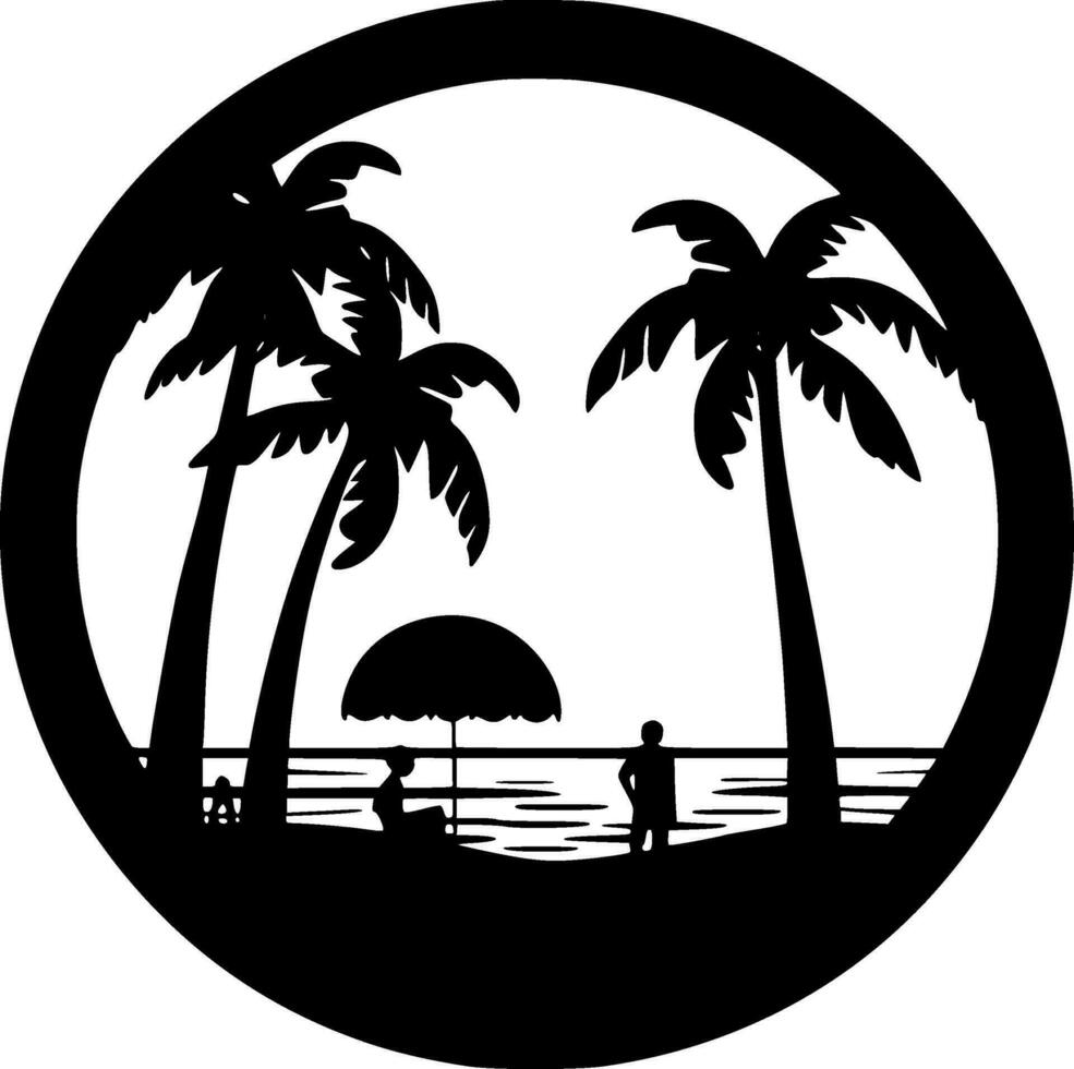 Beach, Minimalist and Simple Silhouette - Vector illustration