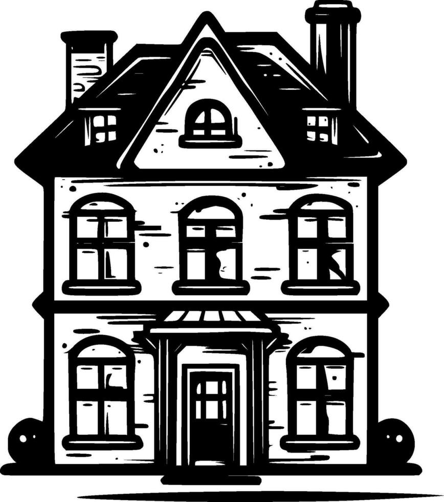 House, Black and White Vector illustration