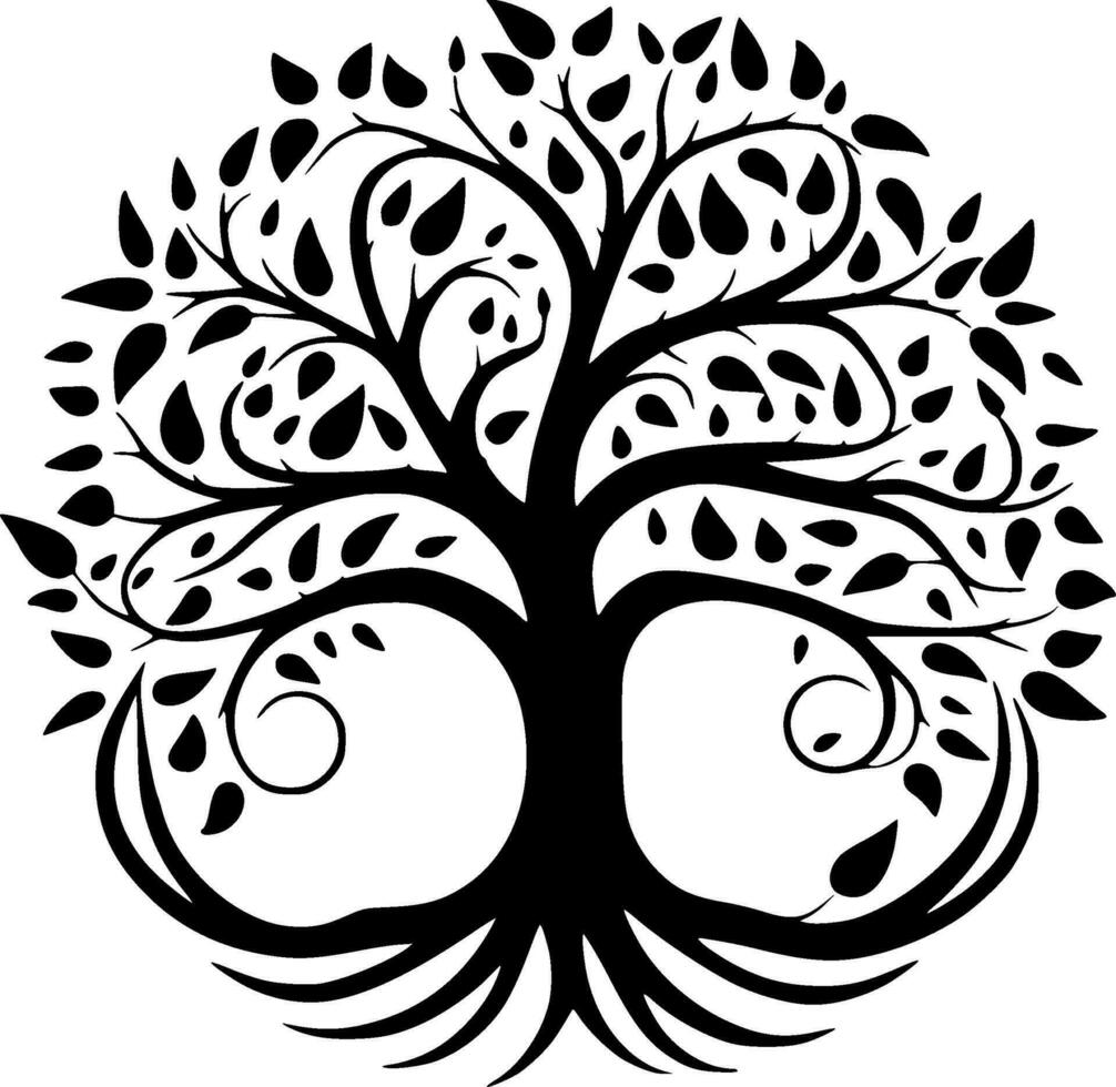 Tree, Black and White Vector illustration