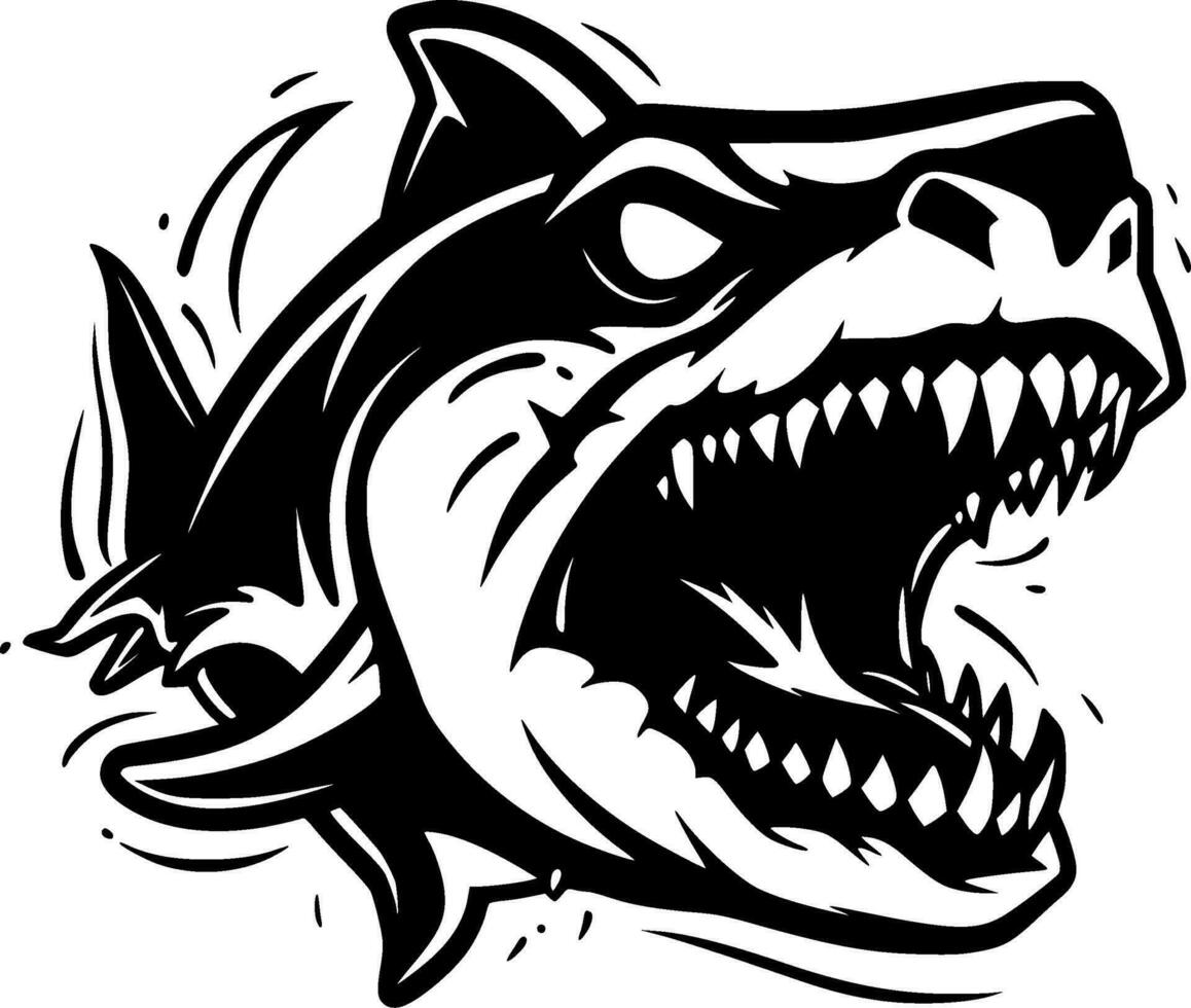 Shark, Minimalist and Simple Silhouette - Vector illustration
