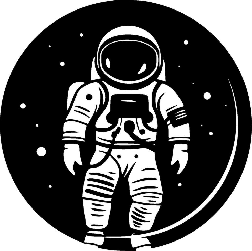 astronauta, negro y blanco vector ilustración