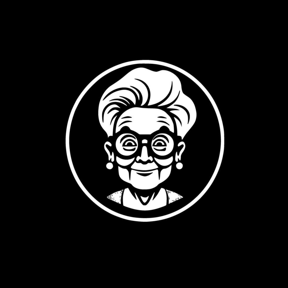 Grandma, Black and White Vector illustration