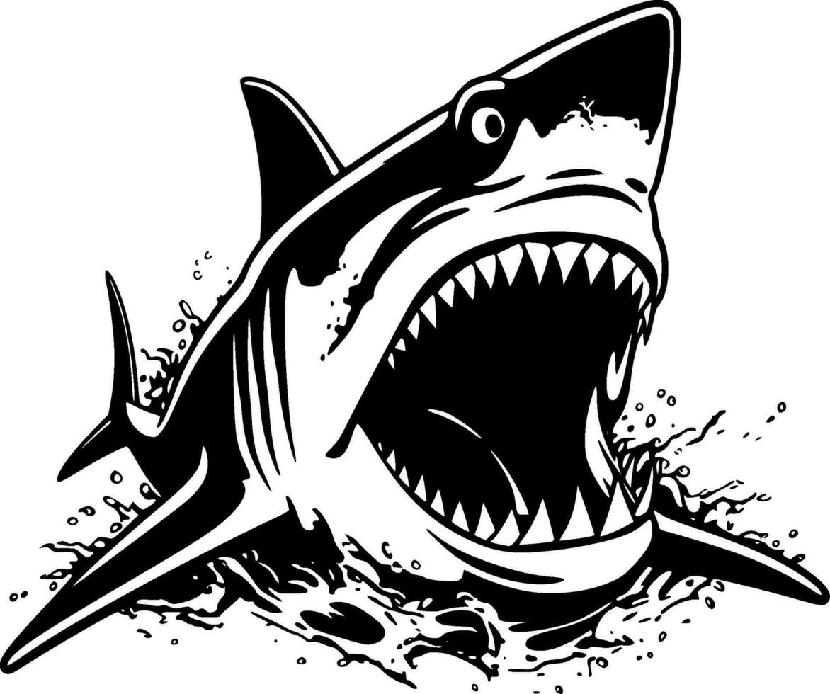 Shark - Black and White Isolated Icon - Vector illustration