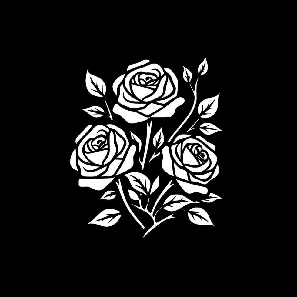 Roses - Black and White Isolated Icon - Vector illustration