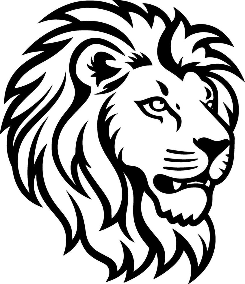 Lion, Black and White Vector illustration