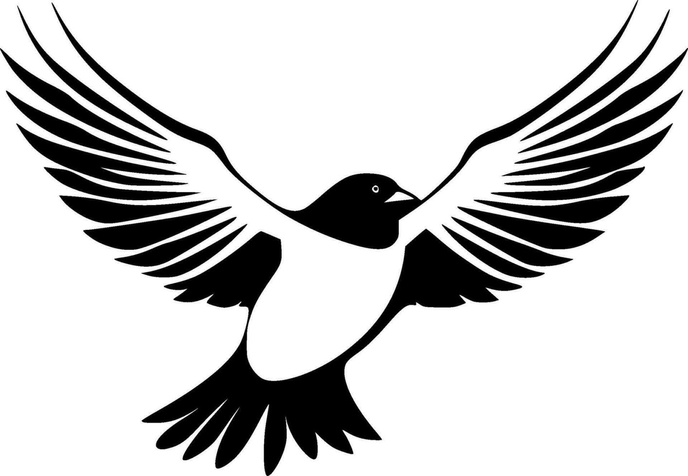 Birds, Black and White Vector illustration