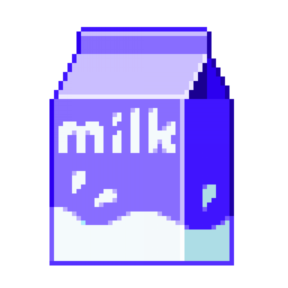 An 8-bit retro-styled pixel-art illustration of purple milk. png