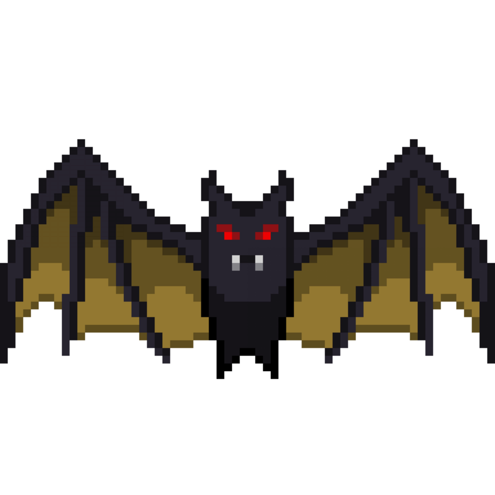 un 8 bit retro-styled pixel art illustrazione di un arancia sangue pipistrello. png