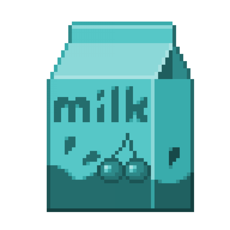 un 8 bit retro-styled pixel art illustrazione di un' blu ciliegia latte cartone. png