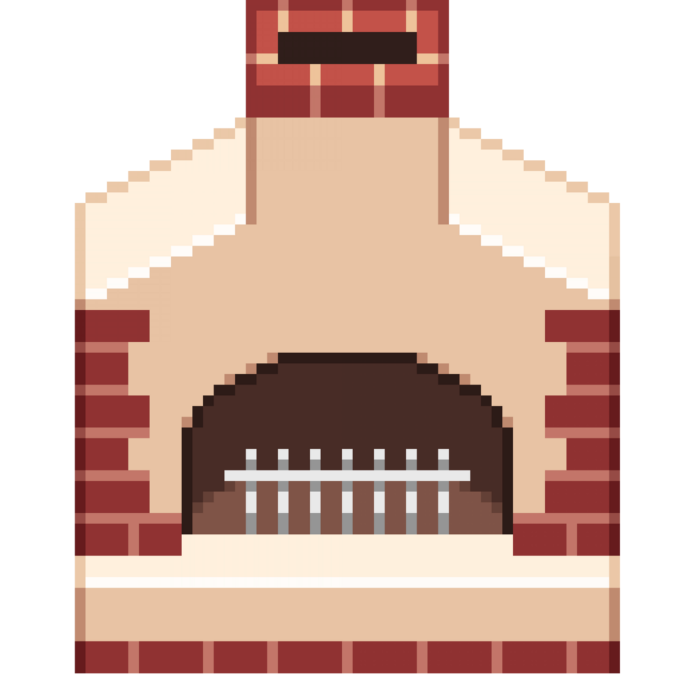 An 8-bit retro-styled pixel-art illustration of a refined stone furnace. png