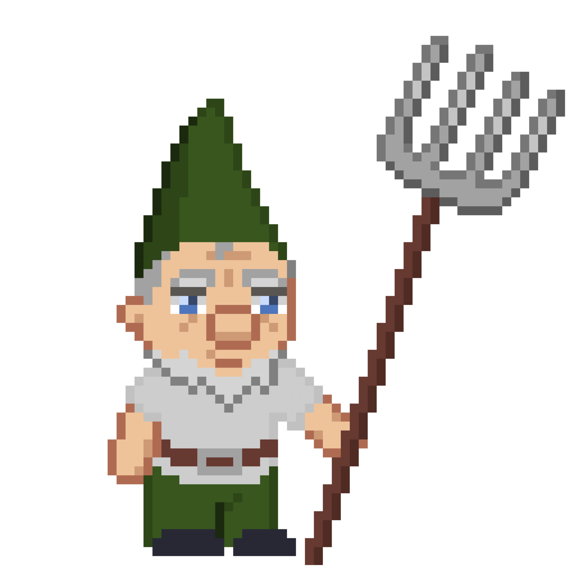 An 8bit retrostyled pixelart illustration of a green garden gnome