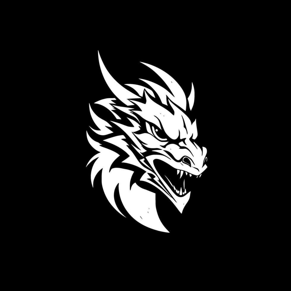 Dragon, Black and White Vector illustration