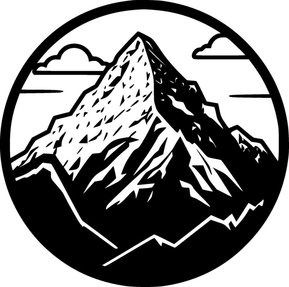 montaña rango - negro y blanco aislado icono - vector ilustración