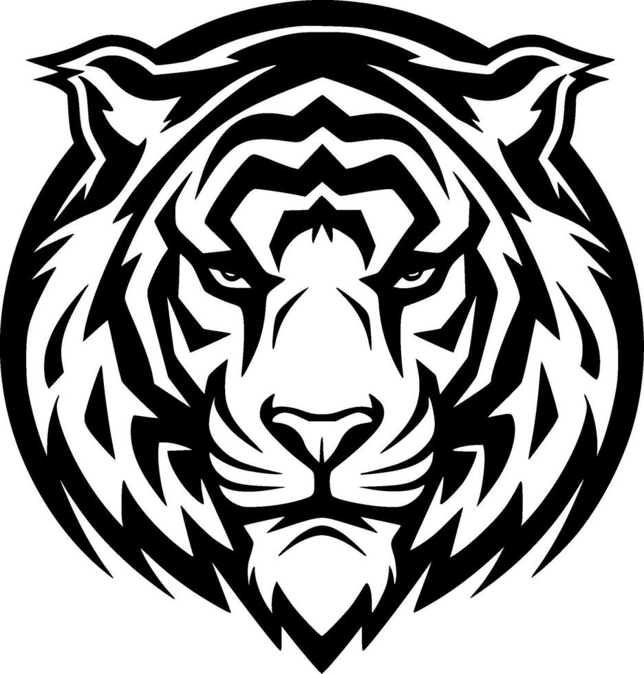 Tigre - negro y blanco aislado icono - vector ilustración