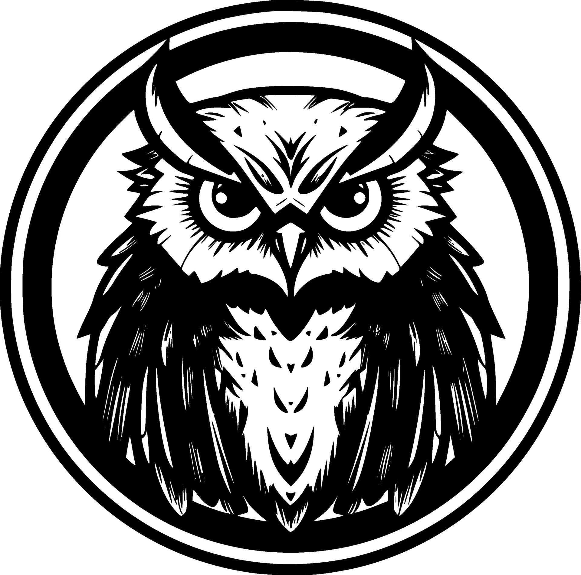 Owl, Black and White Vector illustration 27226563 Vector Art at Vecteezy