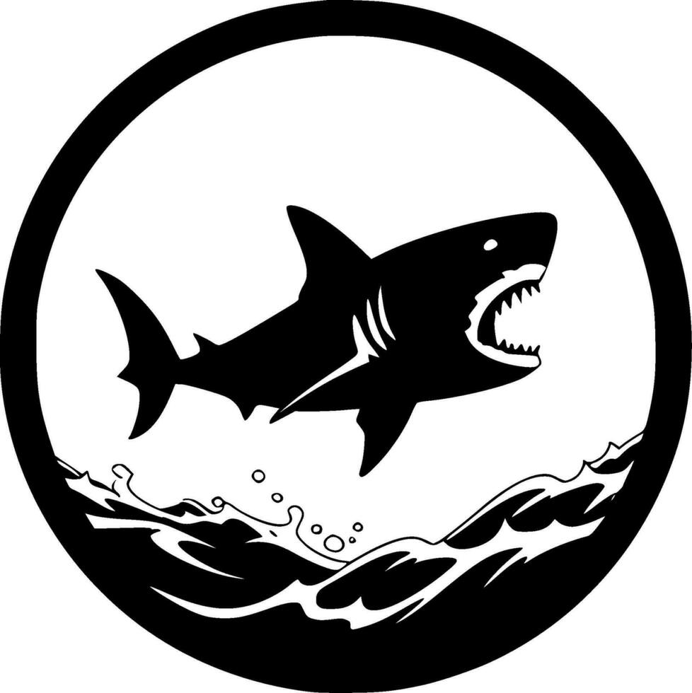 Shark - Black and White Isolated Icon - Vector illustration