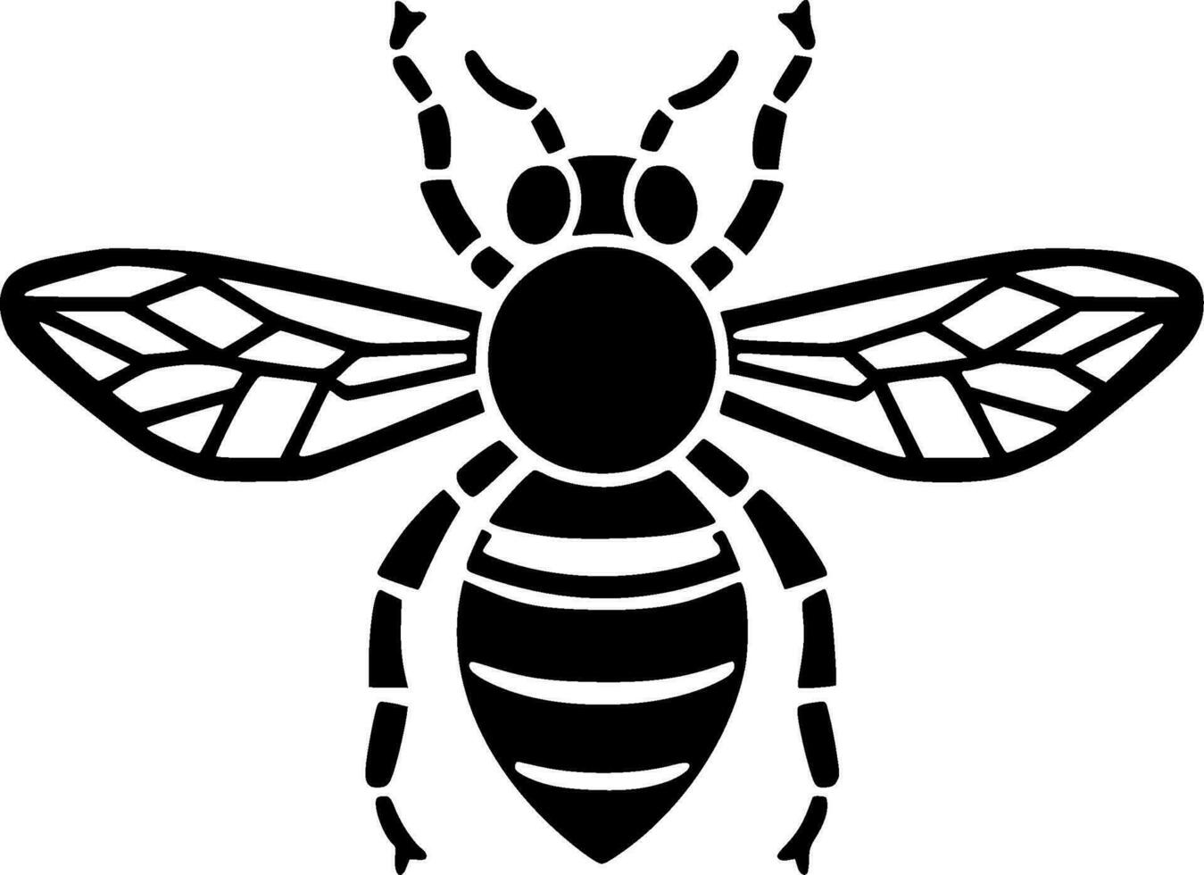 Bee, Black and White Vector illustration