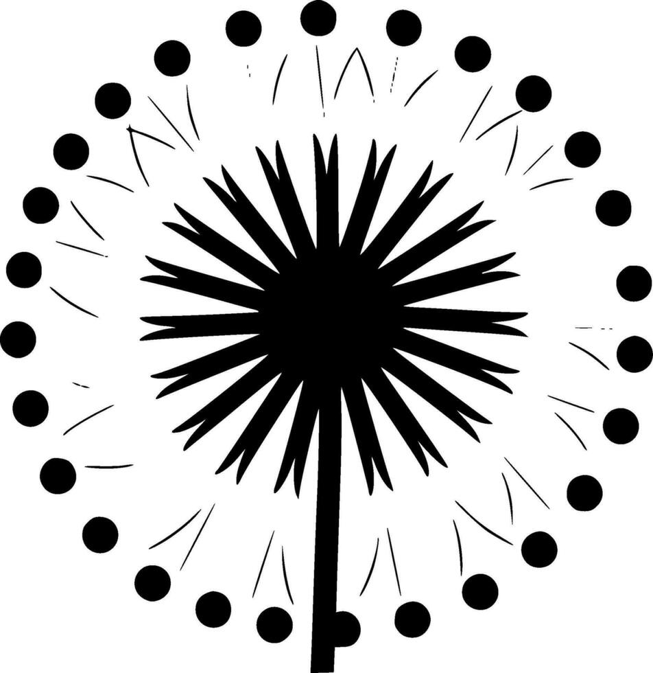 Dandelion - Black and White Isolated Icon - Vector illustration