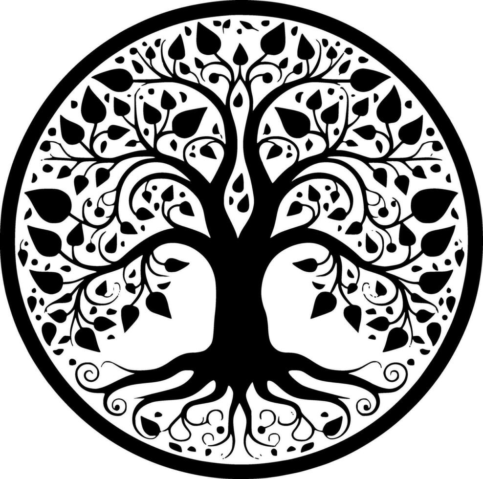 Tree - Black and White Isolated Icon - Vector illustration