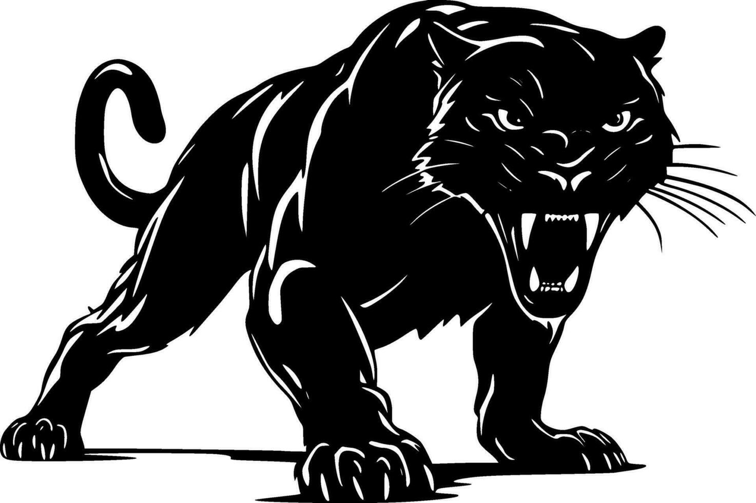 Panther - Black and White Isolated Icon - Vector illustration