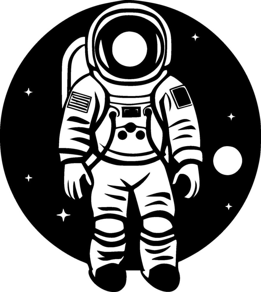 Astronaut - Black and White Isolated Icon - Vector illustration