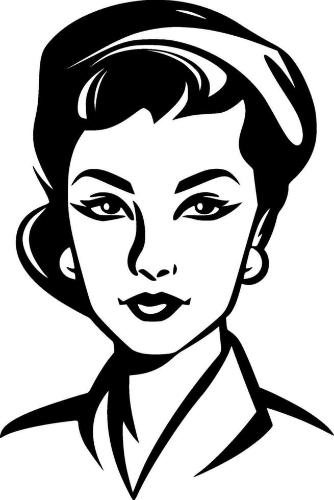 Nurse - Black and White Isolated Icon - Vector illustration